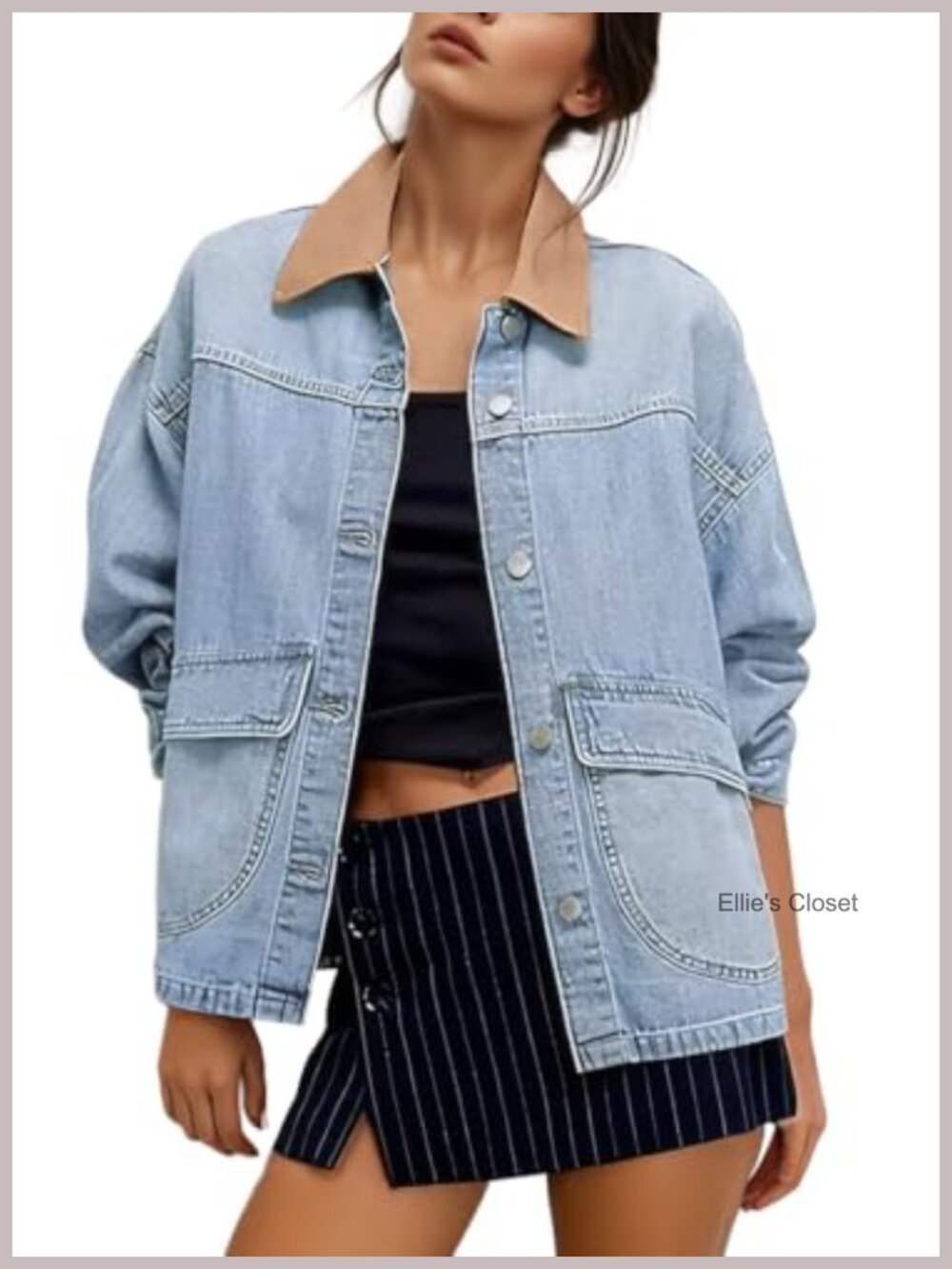 Oversized Button Down Denim Jean Jacket Cotton Blend Barn Coat Loose Fit